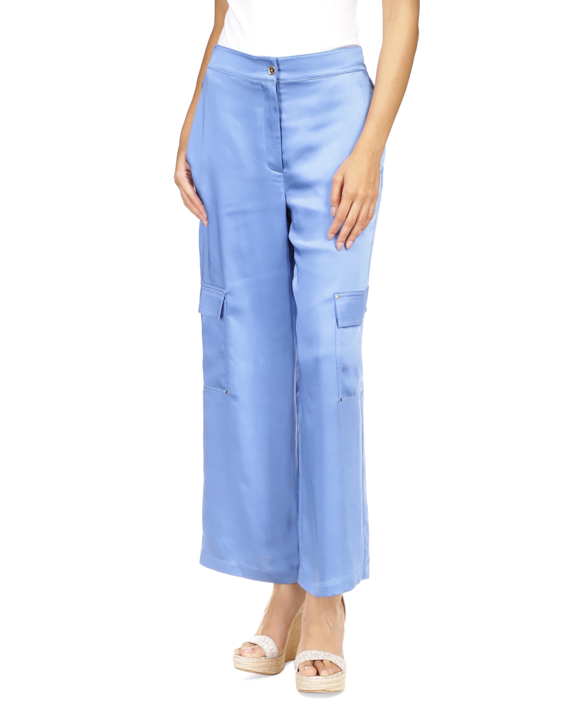 Michael Kors Women’s Solid Satin Cargo Pants – Blueberry, X-Large
