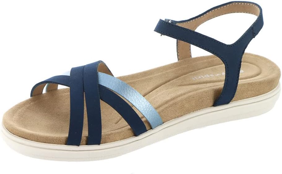 Easy Spirit Women’s Dottle Ankle-Strap Comfort Sandals, Navy, 10M