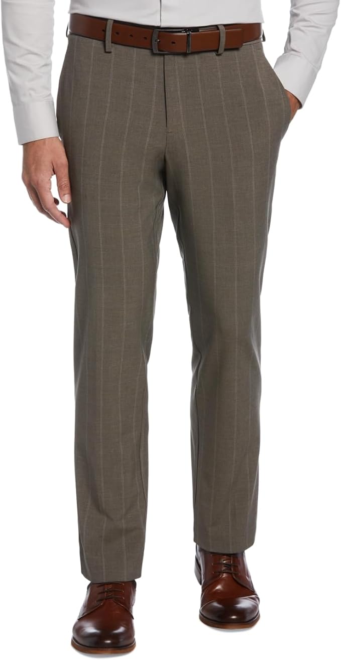 Perry Ellis Portfolio Men’s Modern-Fit Stretch Resolution Dress Pants, Beige,...