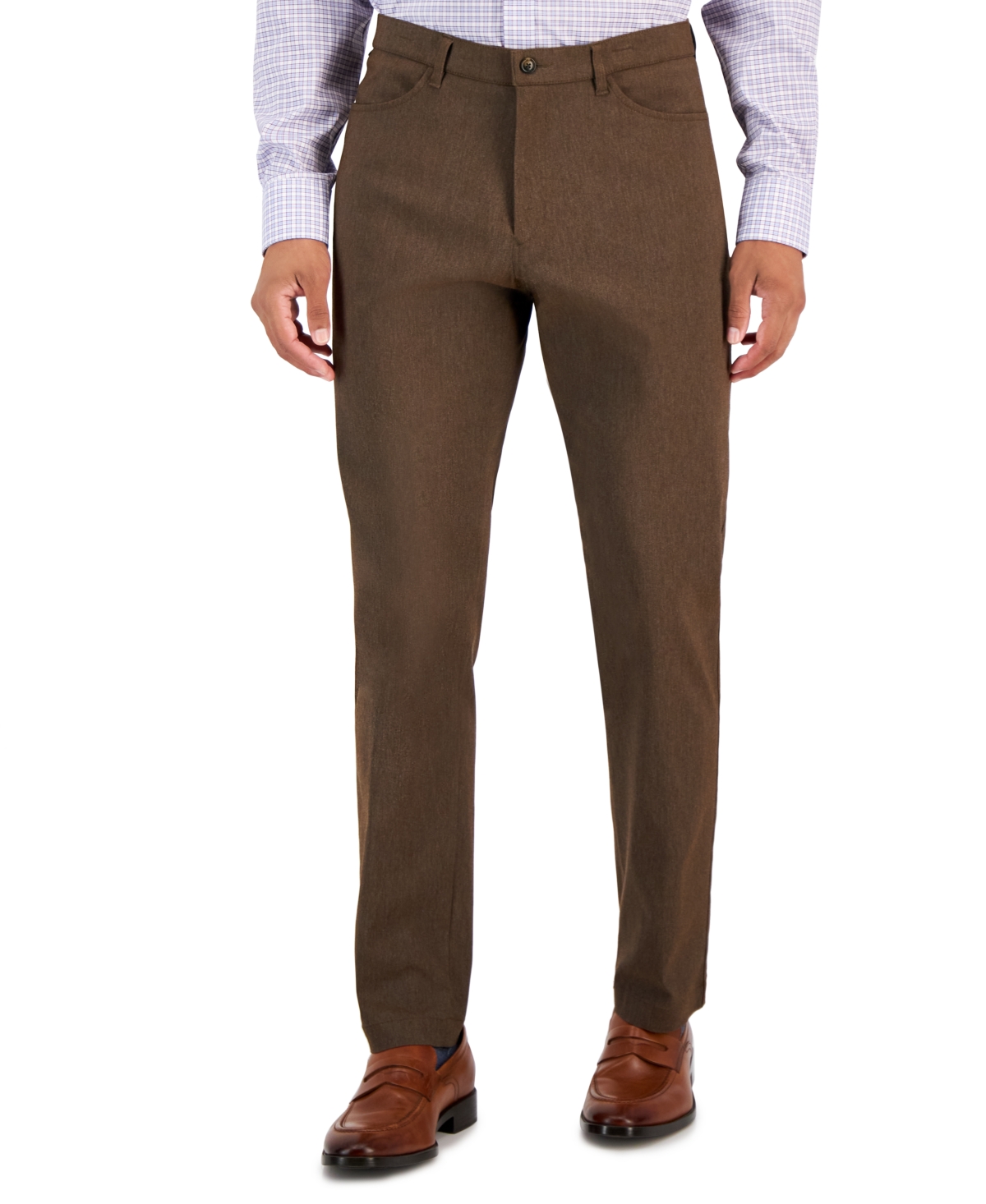 Tommy Hilfiger Men’s Th Flex Modern Fit Four-Pocket Twill Pants, Brown, 38×29