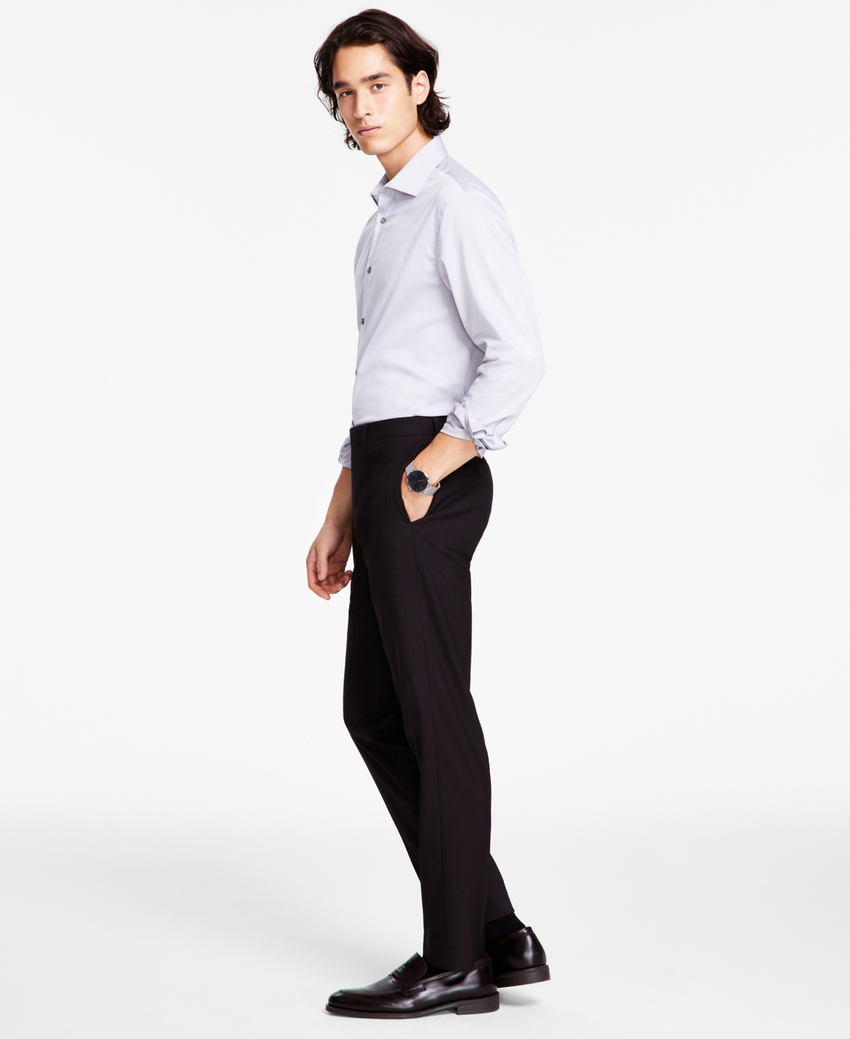 Calvin Klein Men’s Slim-Fit Performance Dress Pants, Wine, 33×30