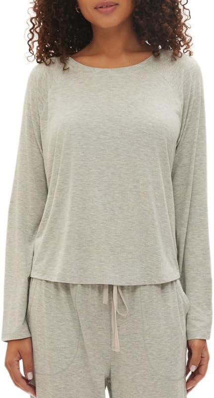 Gap GapBody Women’s Long-Sleeve Crewneck Pajama Top (Grey Heather, Large)