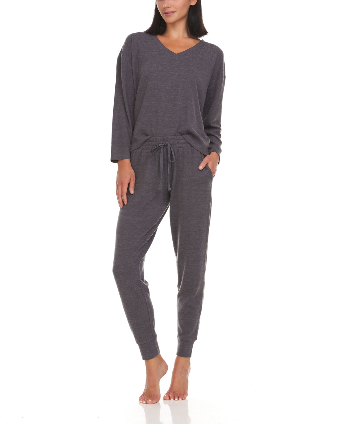 Flora Nikrooz Women’s Trina Lounge Pajama Set, 2 Piece, Dark Gray, Medium