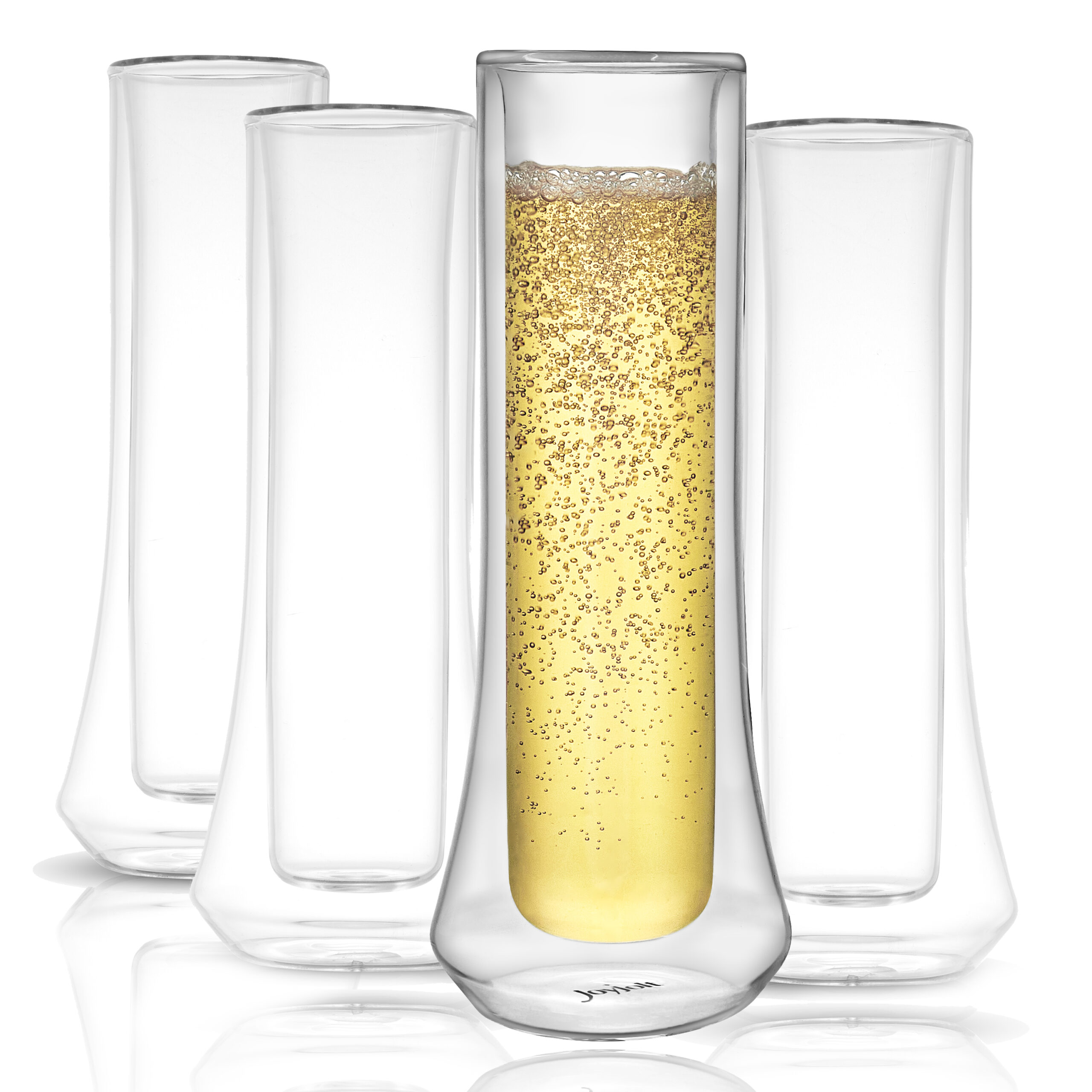 JoyJolt Cosmo Double Wall Stemless Champagne Glass – Set of 4 – Clear Stemles...