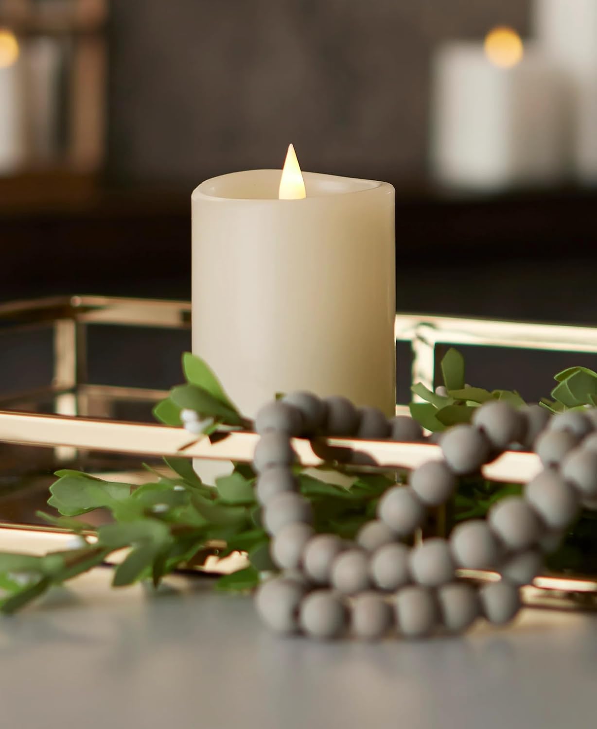 Seasonal Realistic Motion Flameless Electric LED Pillar Candle | 3D Moving Fl...