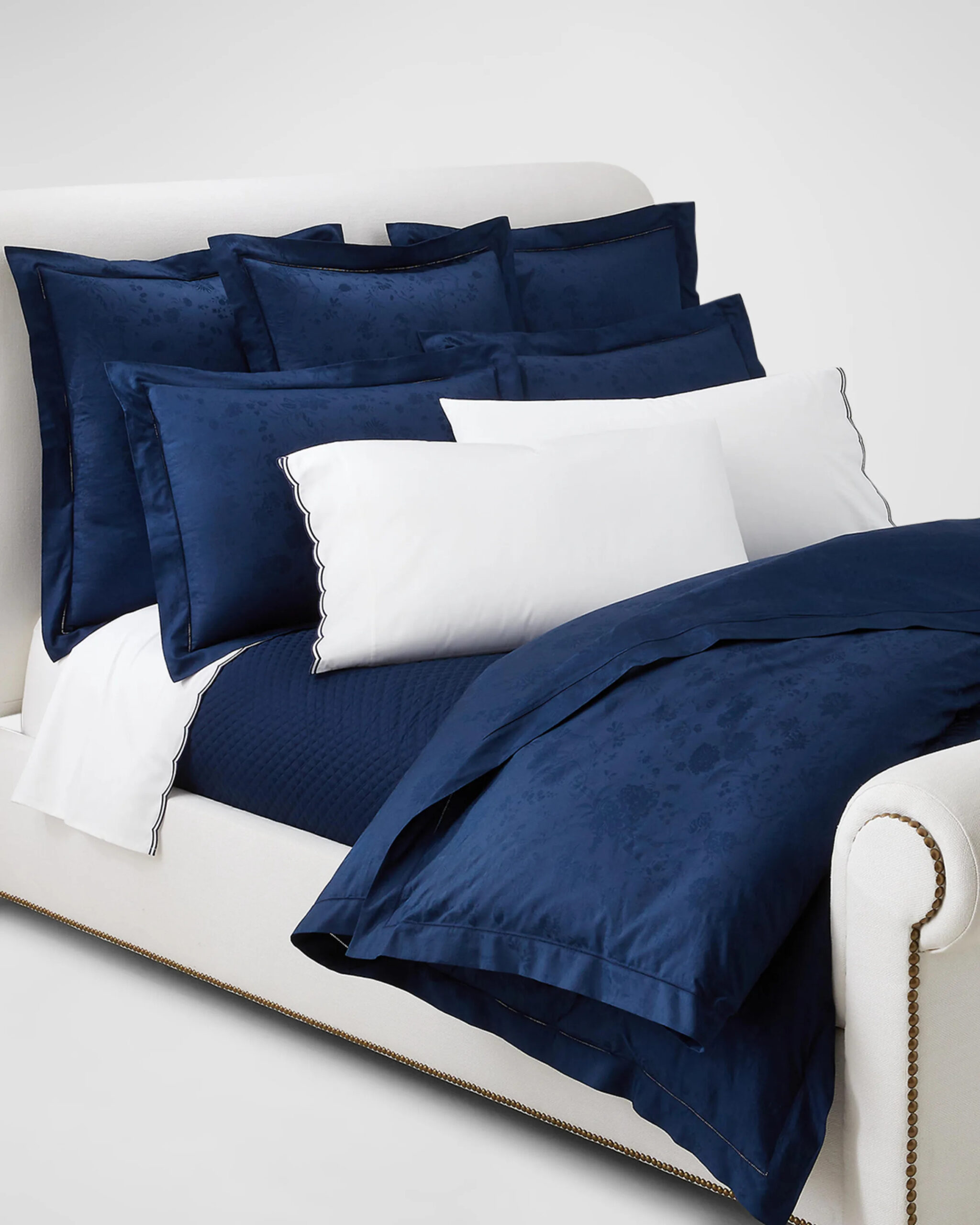 Ralph Lauren Organic Cotton Bethany Jacquard Duvet Cover, Full/Queen, Navy