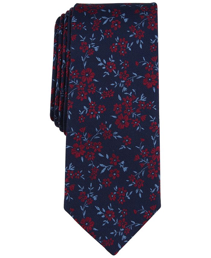 Bar III Men’s Kelso Floral Tie, Burgundy