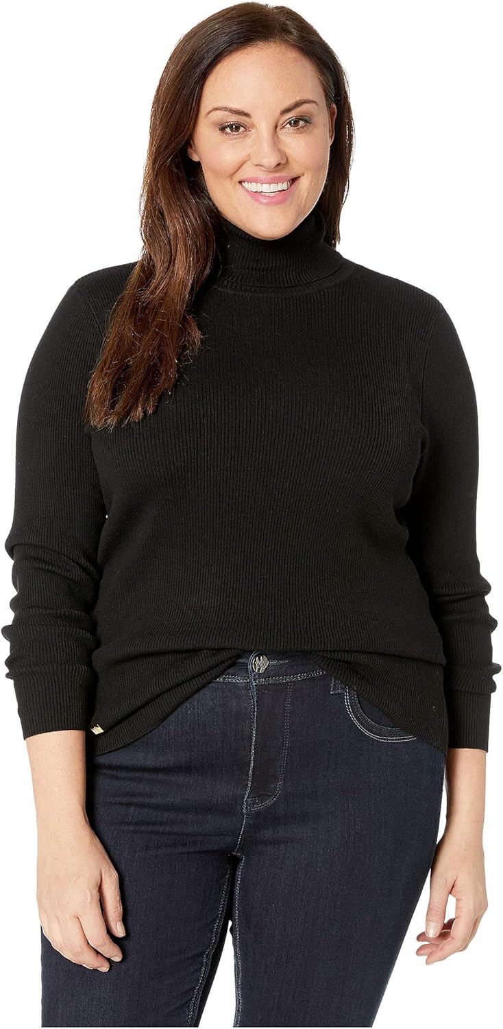 Lauren Ralph Lauren Womens Plus Size Turtleneck Sweater, Black, 3X
