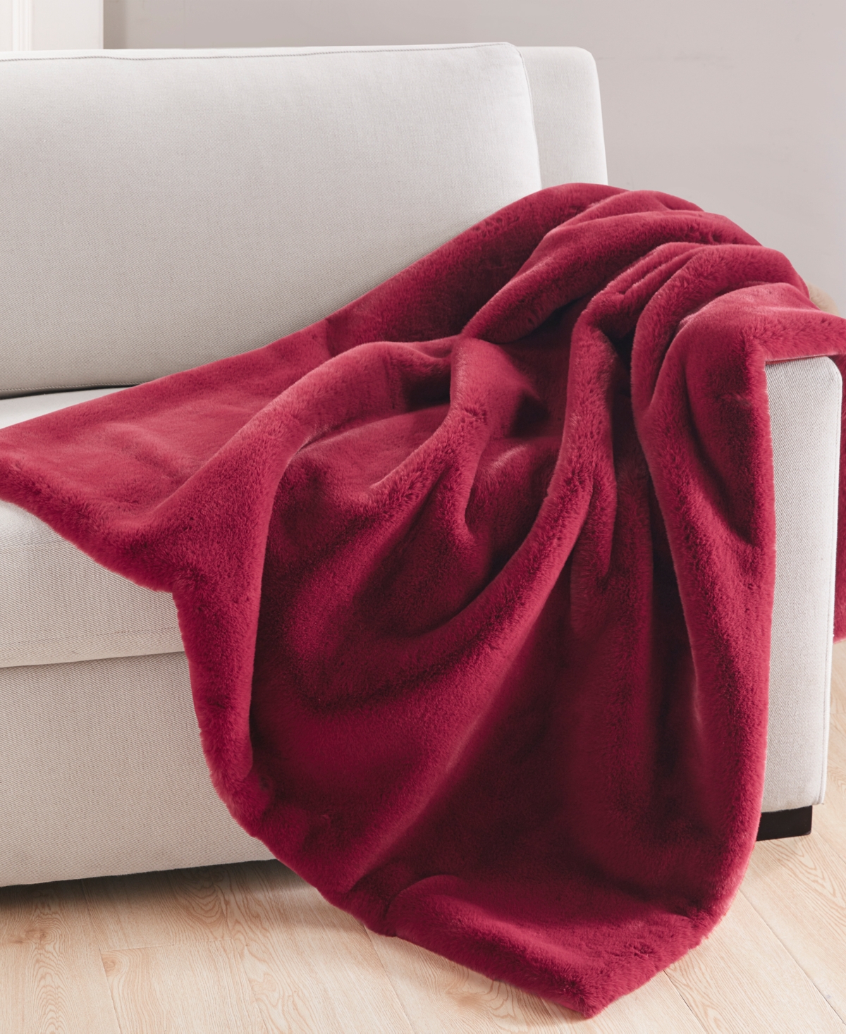 Charter Club Plush Faux Fur Throw, 50″ X 60″,Pomegranate