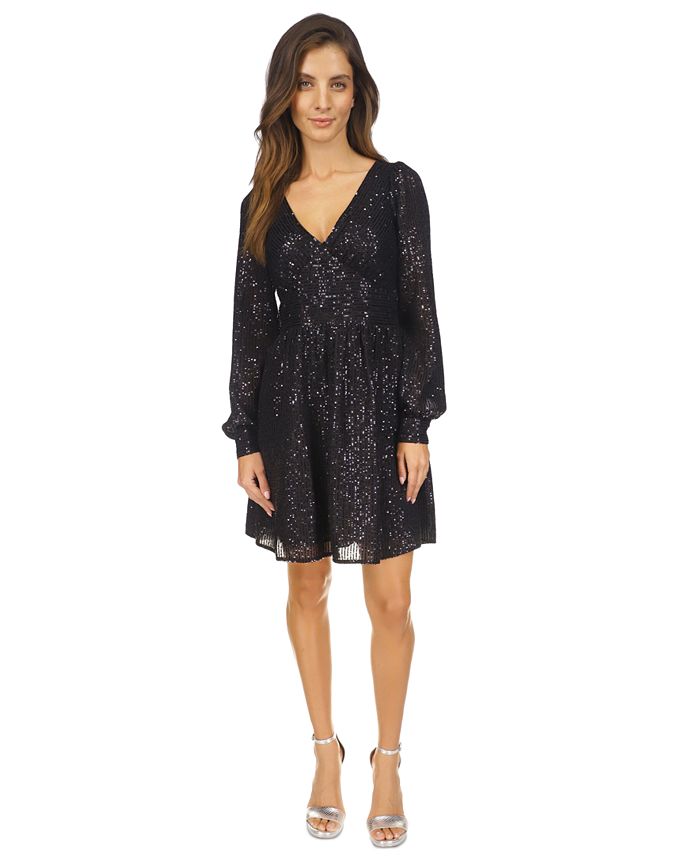 Michael Kors Women’s Sequined Stripe Dress – Black, XX-Small