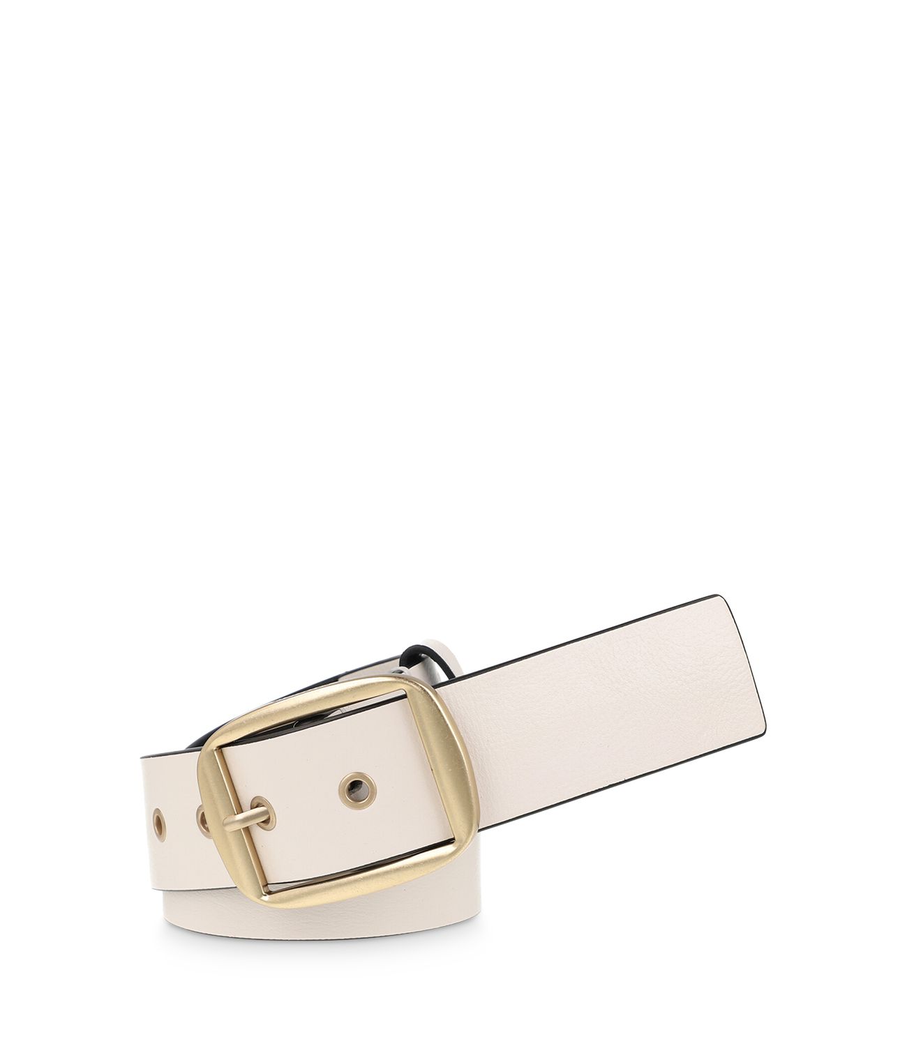 Allsaints Women’s Buckle Eyelet Belt, Cream/Gold, Large