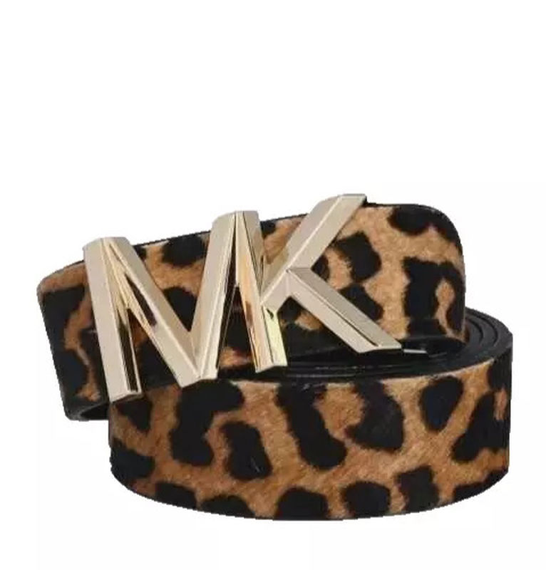 Michael Kors Women’s Haircalf Belt 32mm, Leapard Gold, X-Large