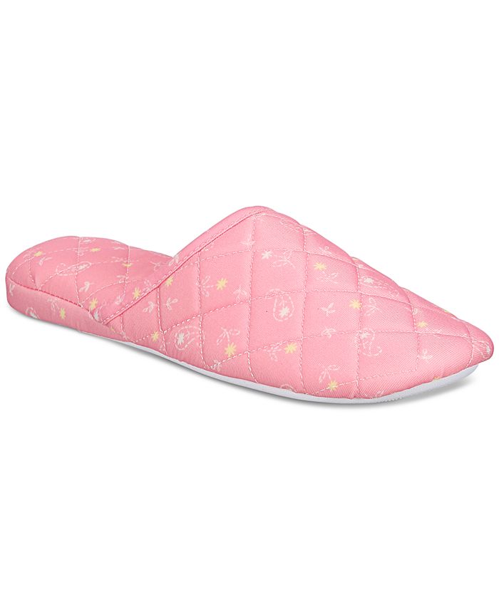Charter Club Women’s Quilted Paisley Floral Slippers, Pink Paisley, Medium