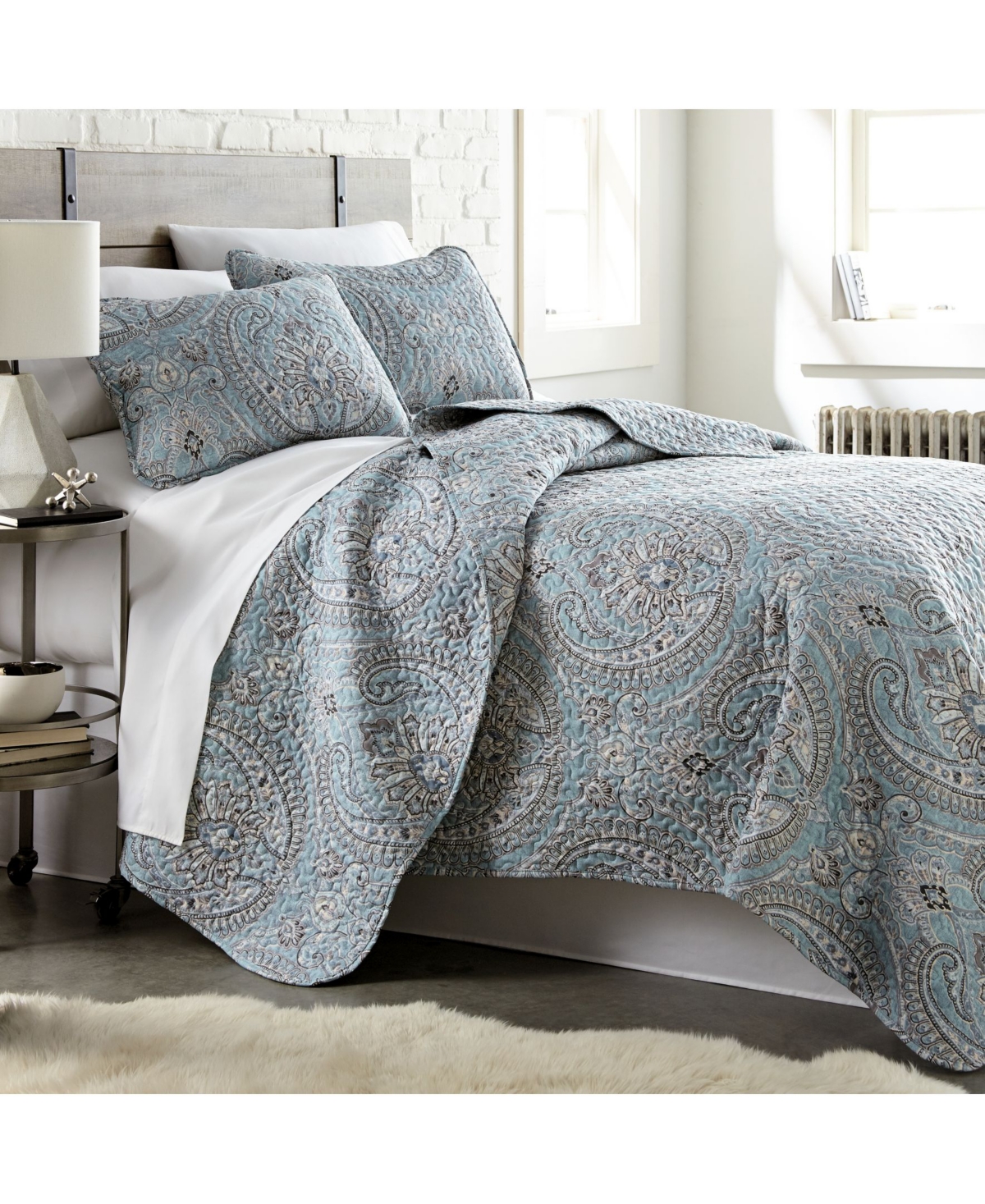 Southshore Fine Linens Classic Paisley 3-Piece Quilt and Sham Set Bedding, Ki...