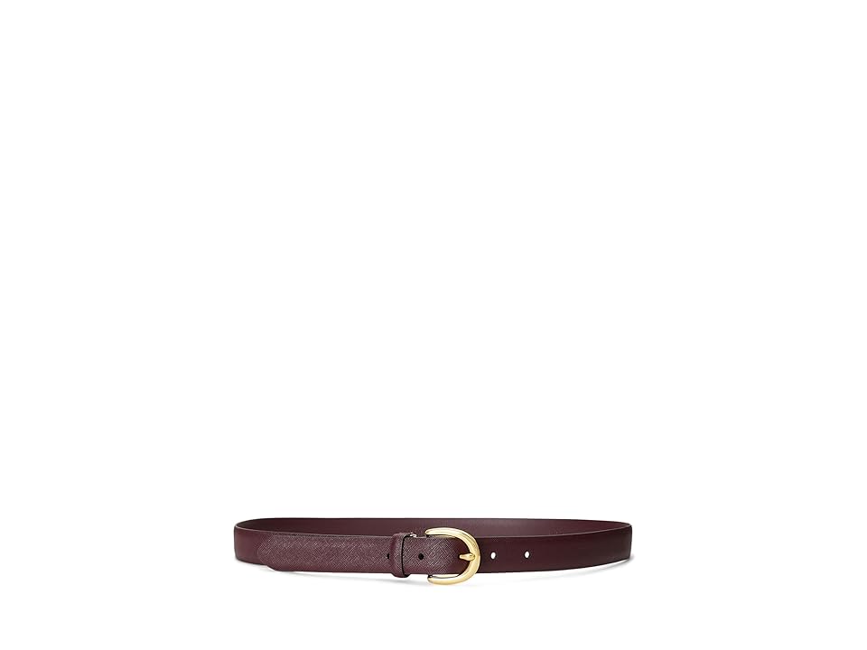 Lauren Ralph Lauren Charm Crosshatch Leather Belt, Vintage Burgundy, Small