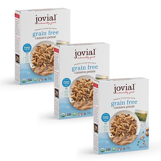 Jovial, Organic Grain Free Cassava Penne Pasta, 8 oz, 3 Pack