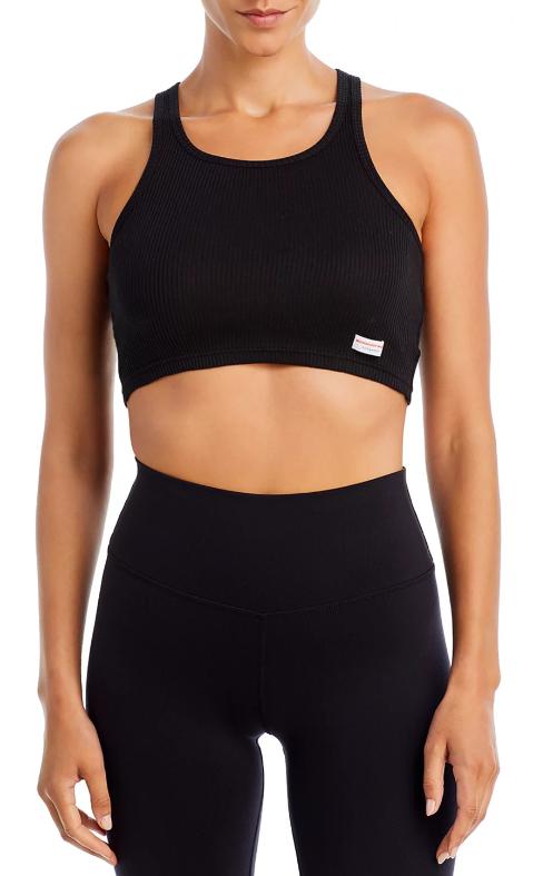 Alexander Wang Cotton Cropped Racerback Tank Top, Black, L