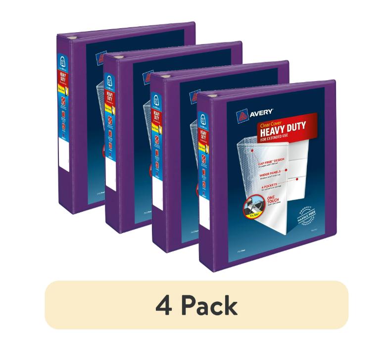 Avery Heavy-Duty View 3 Ring Binder, 1.5″ EZD Rings, Purple, 4 Pack