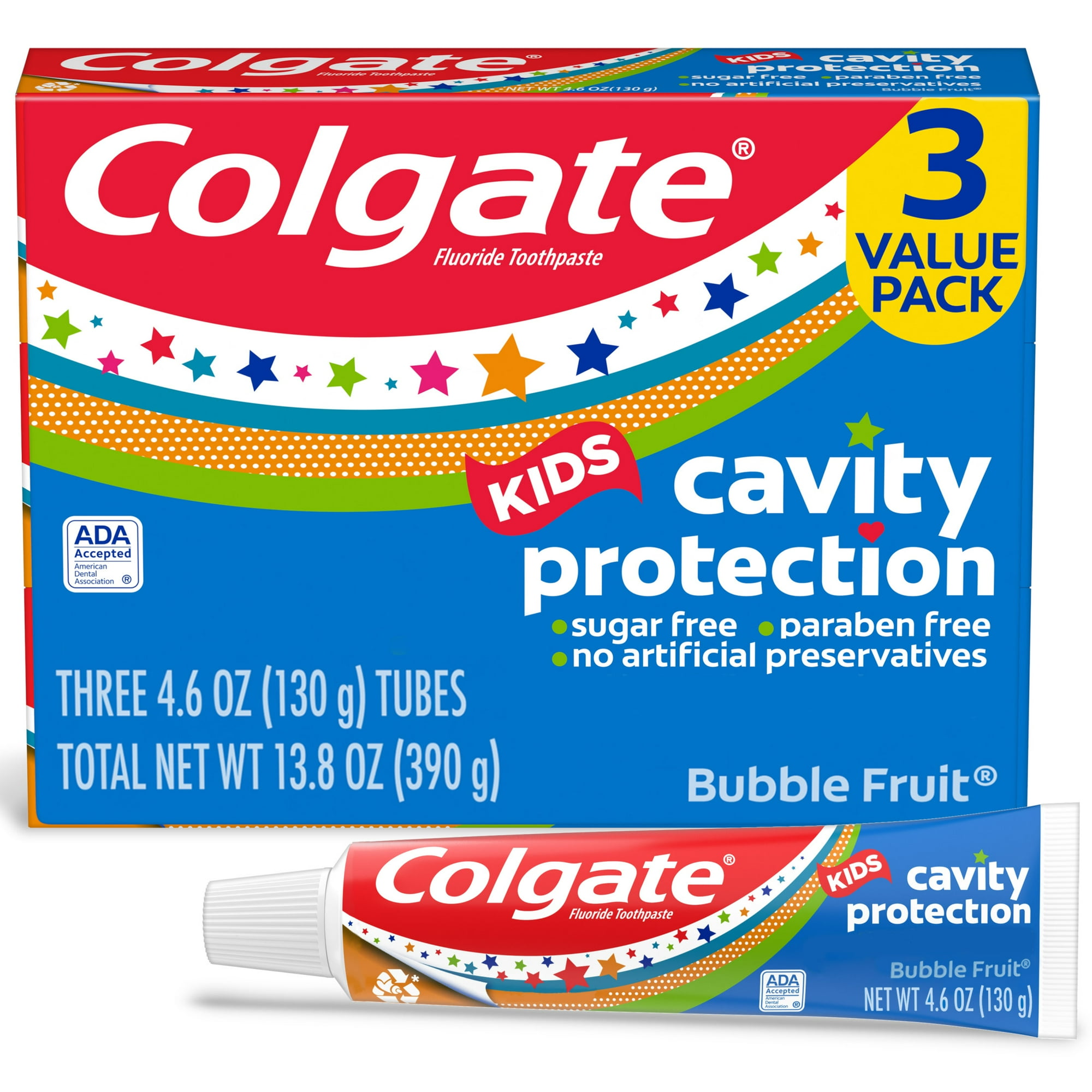 Colgate Kids Cavity Protection Toothpaste, Bubble Fruit, 4.6 oz, 3 Pack