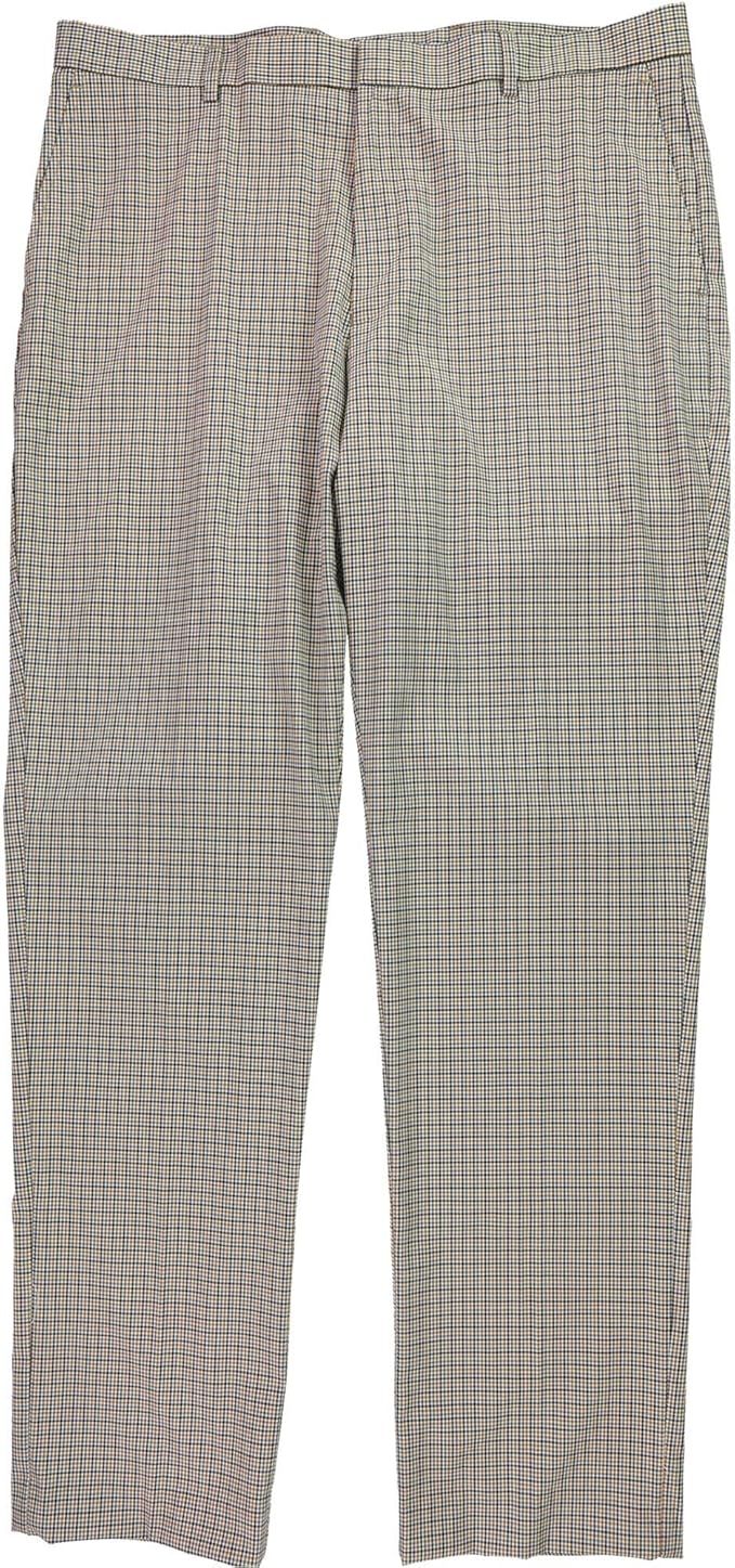 Tommy Hilfiger Mens TH Flex Stretch Plaid Casual Trouser Pants, Beige, 38x30