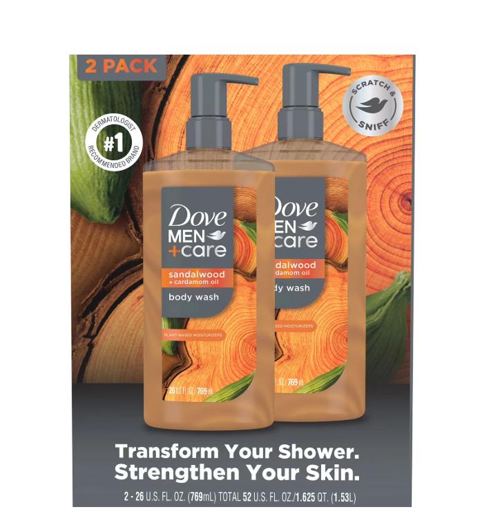 Dove Men+Care Sandalwood Body Wash, 26 Fluid Ounce (Pack of 2)
