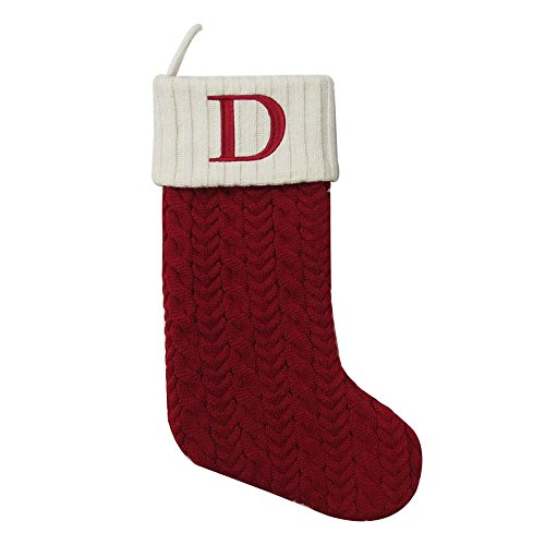 St. Nicholas Square 21 Inch Cable Knit Monogram Christmas Stocking (Embroider...